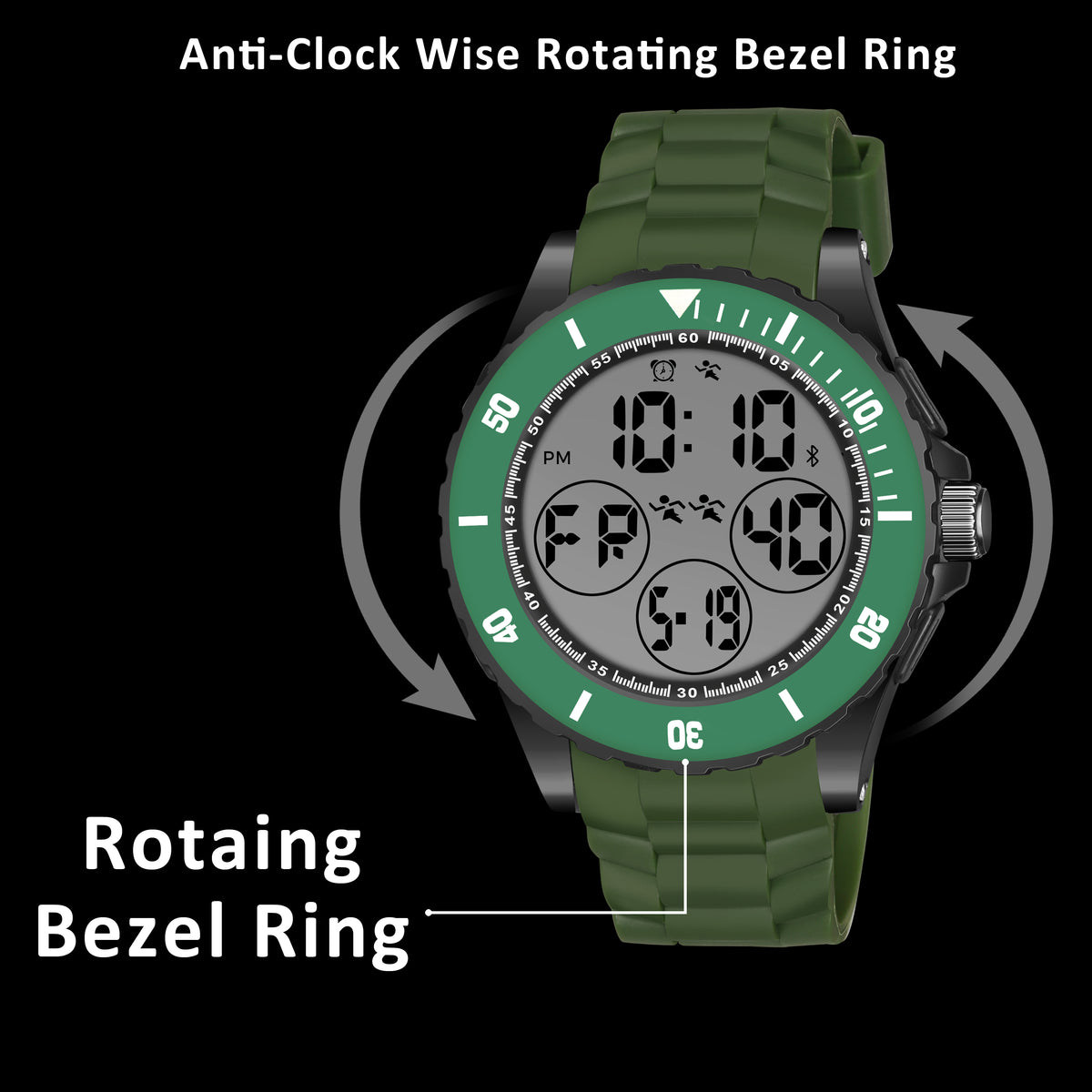 Outdoor Sports Turbo Bezel Night Raptor Digital Watch - 1191