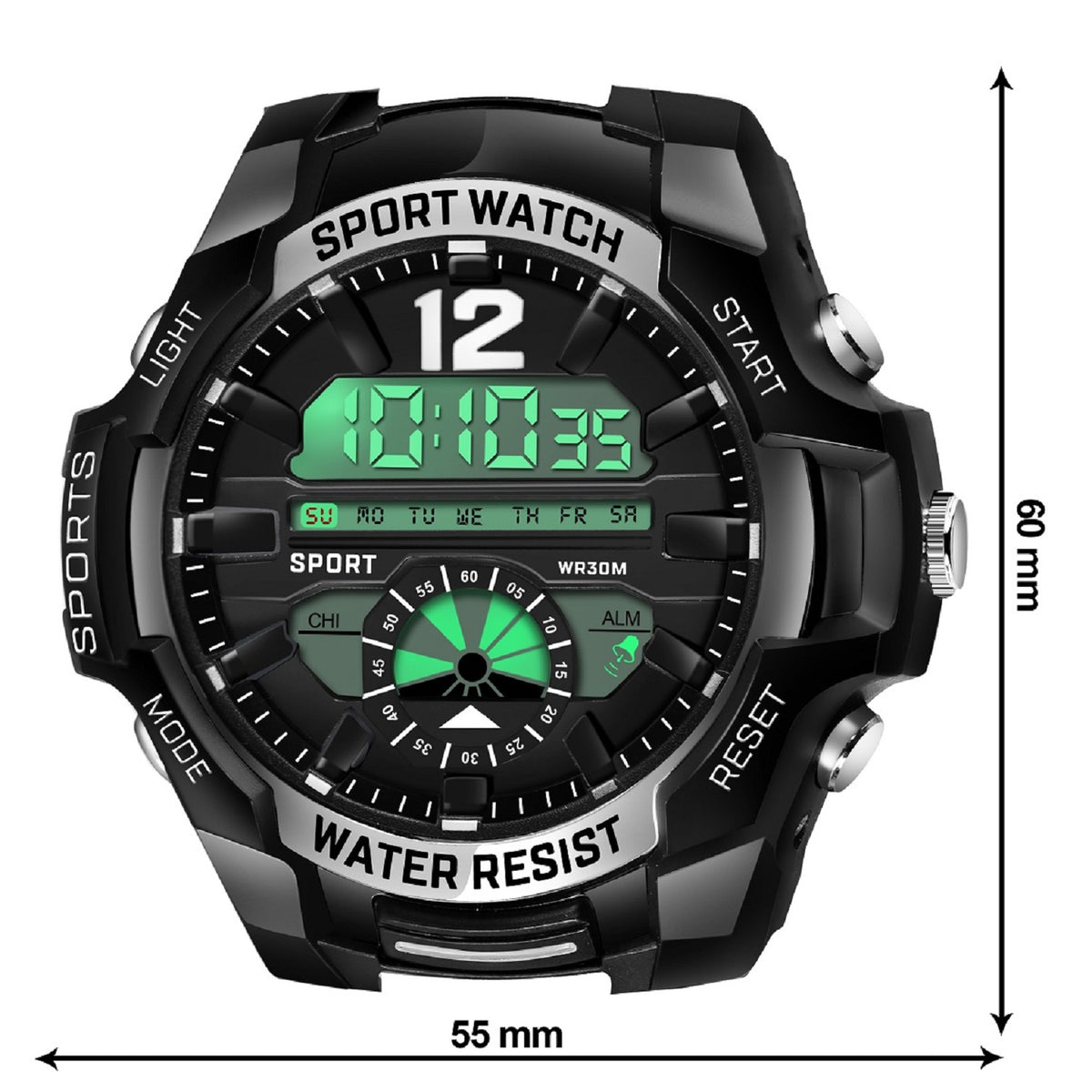 Multifunction Alarm Wrist Sports Digital Watch - 1030