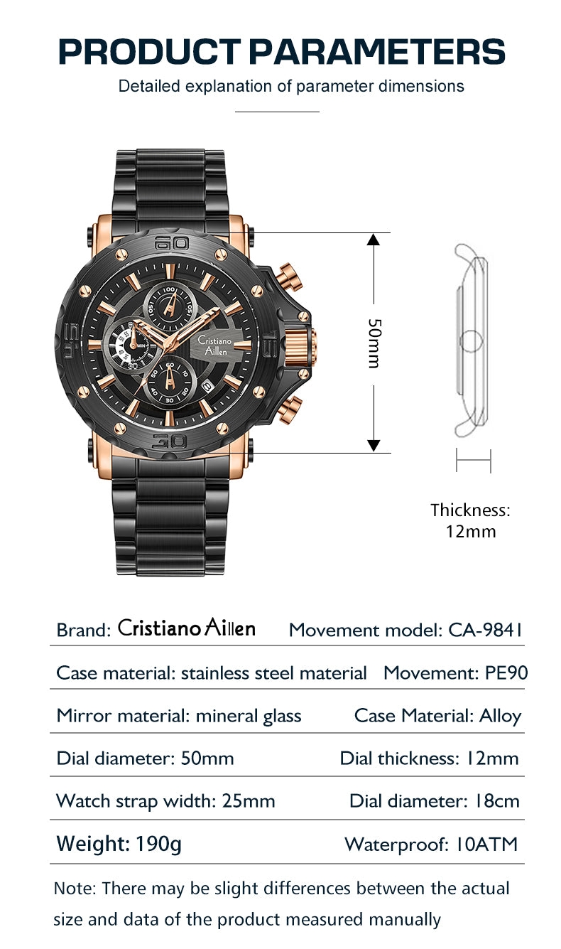 Waterproof Oversized Luxury Watch For Men - 9841