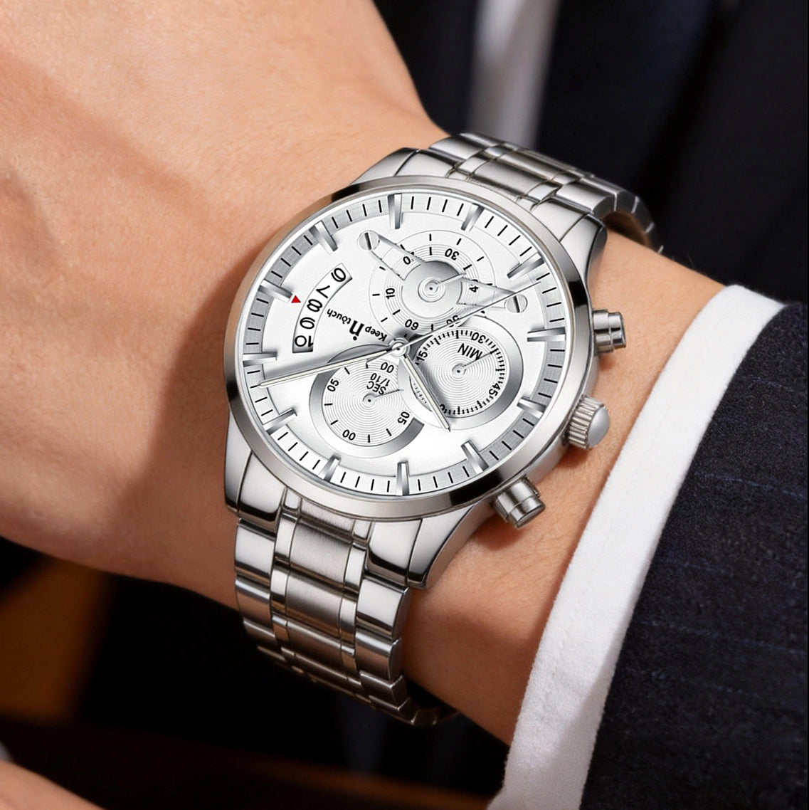 Keep n Touch Premium Moonphase Chronograph Series - For Men KnT-1025 Stainless Steel-Watch
