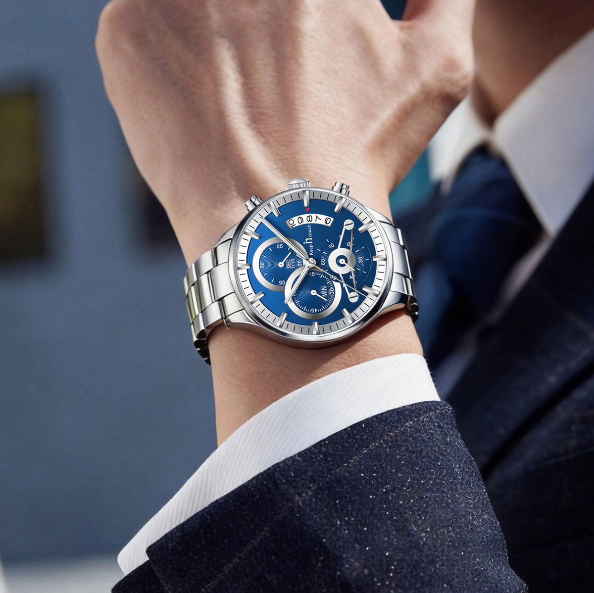 Keep n Touch Premium Moonphase Chronograph Series - For Men KnT-1025 Stainless Steel-Watch