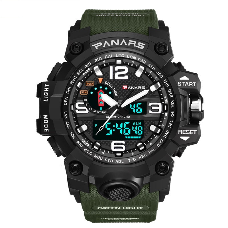 Quartz Movement Multi-Functional Dual Time Sports Watch - 8202