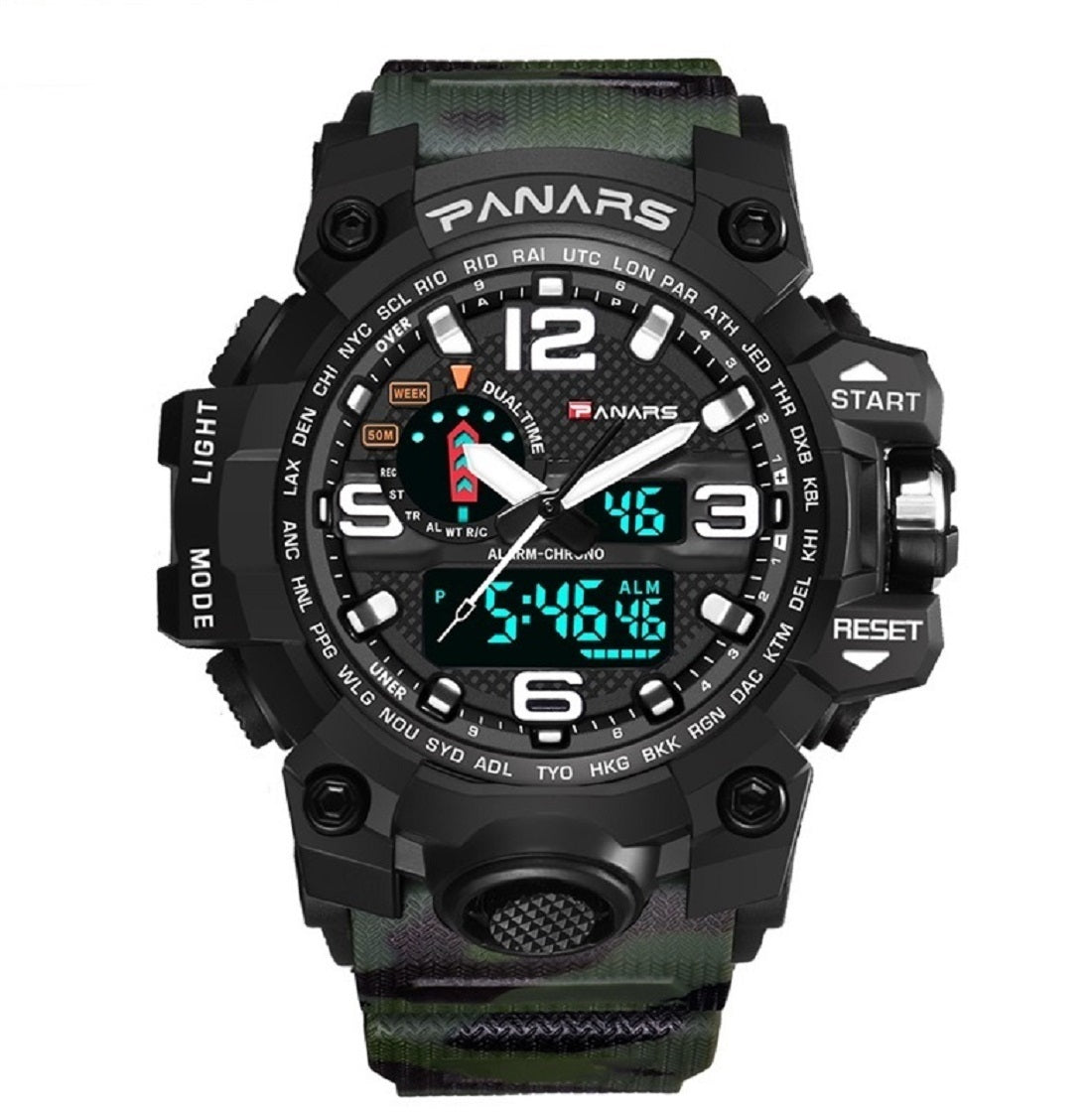 Quartz Movement Multi-Functional Dual Time Sports Watch - 8202