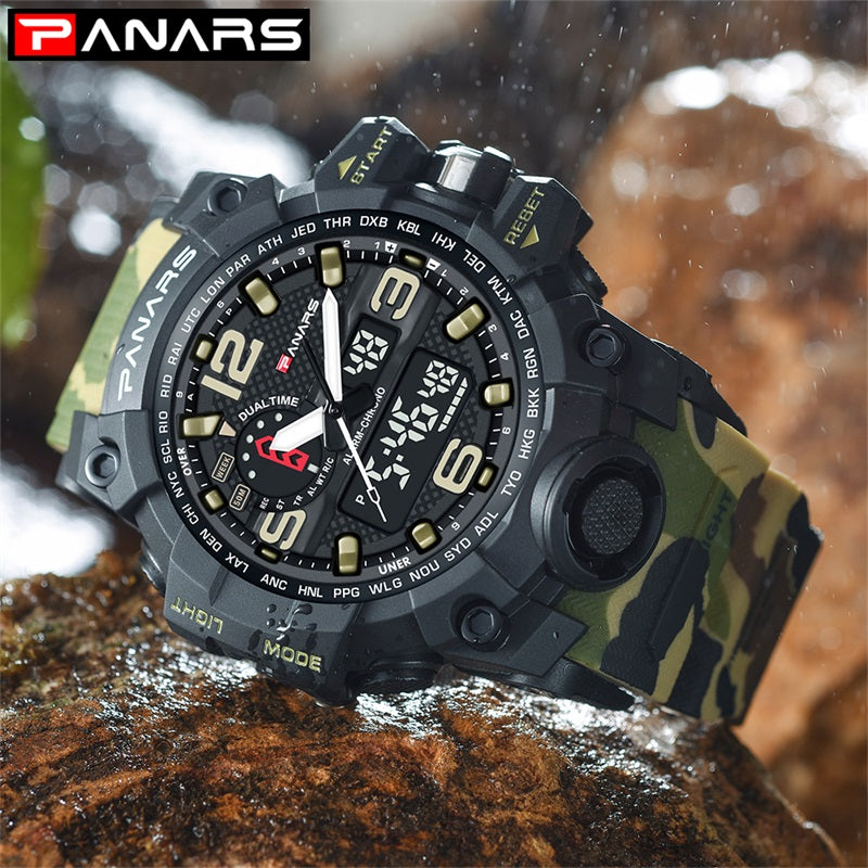 Quartz Movement Multi-Functional Dual Time Sports Watch - 8202
