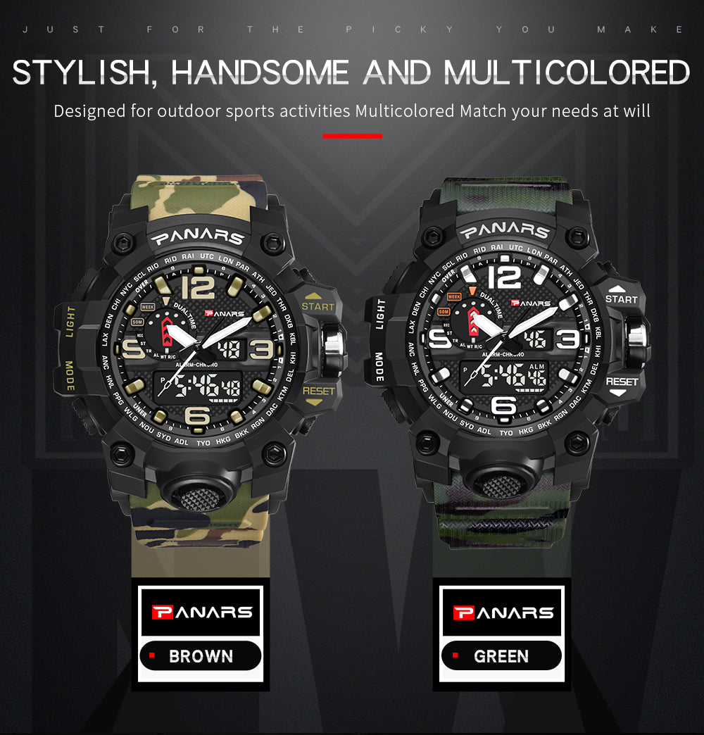 Quartz Movement Multi-Functional Dual Time Sports Watch - 8202