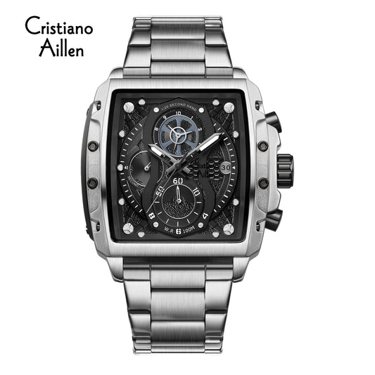 Cristiano Aillen CA-8916 silver black chronograph watch for men