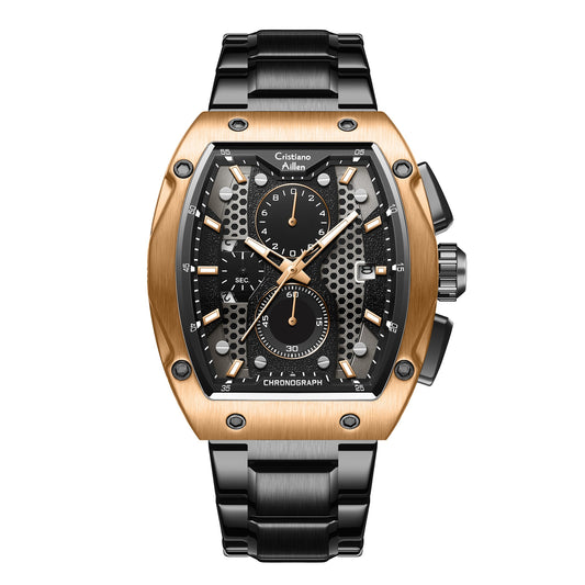 Cristiano Aillen CA-8917 black rose gold chronograph watch for men