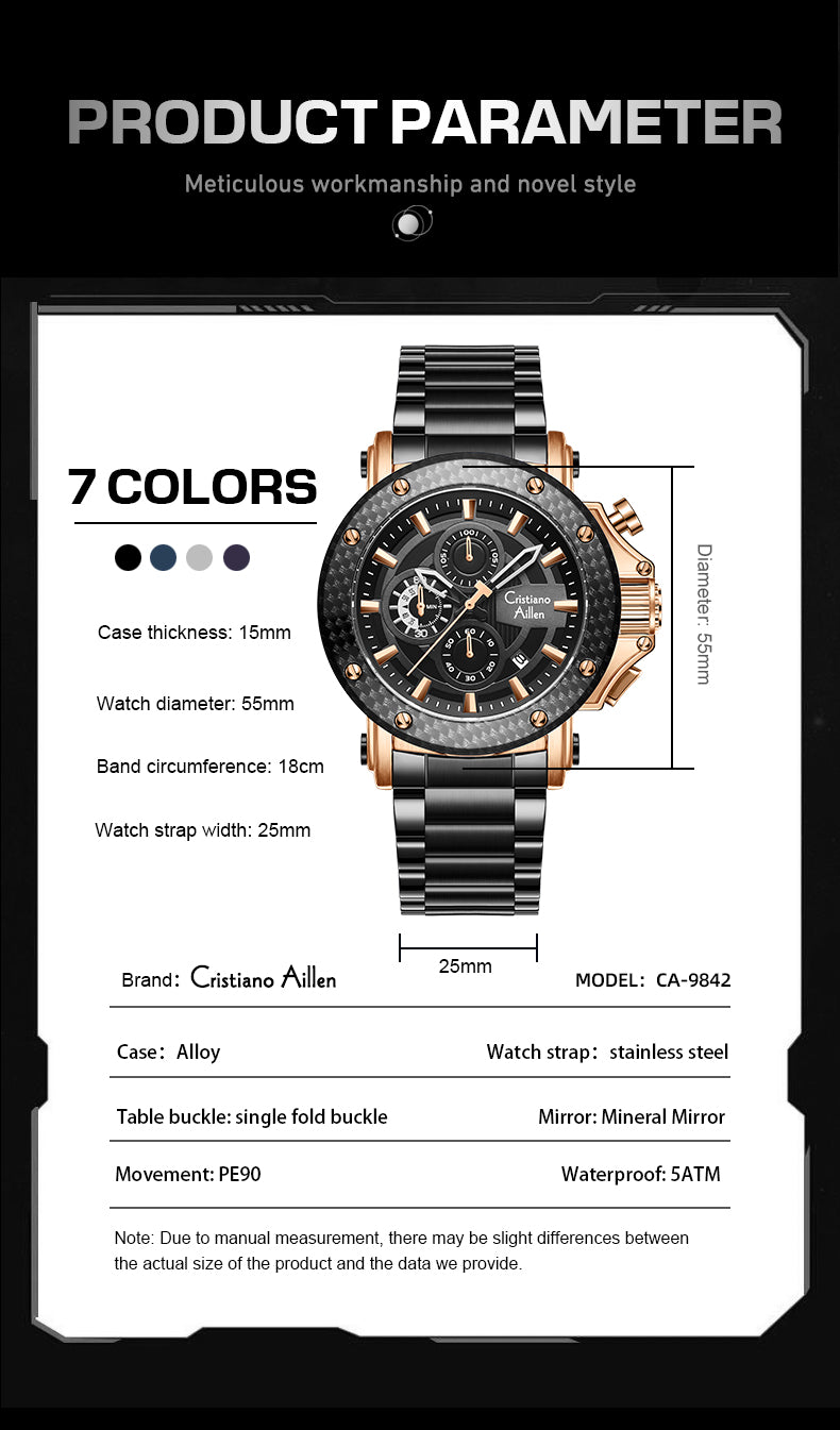 Waterproof Luxury Chronograph Watch For Men - 9842