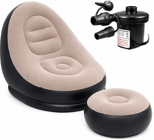 hala Inflatable Lounge Sofa Series. PVC 2 Seater Inflatable Sofa (Color - Black & Beige, DIY(Do-It-Yourself)