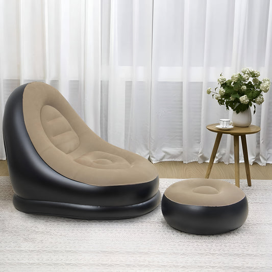 hala Inflatable Lounge Sofa Series. PVC 2 Seater Inflatable Sofa (Color - Black & Beige, DIY(Do-It-Yourself)