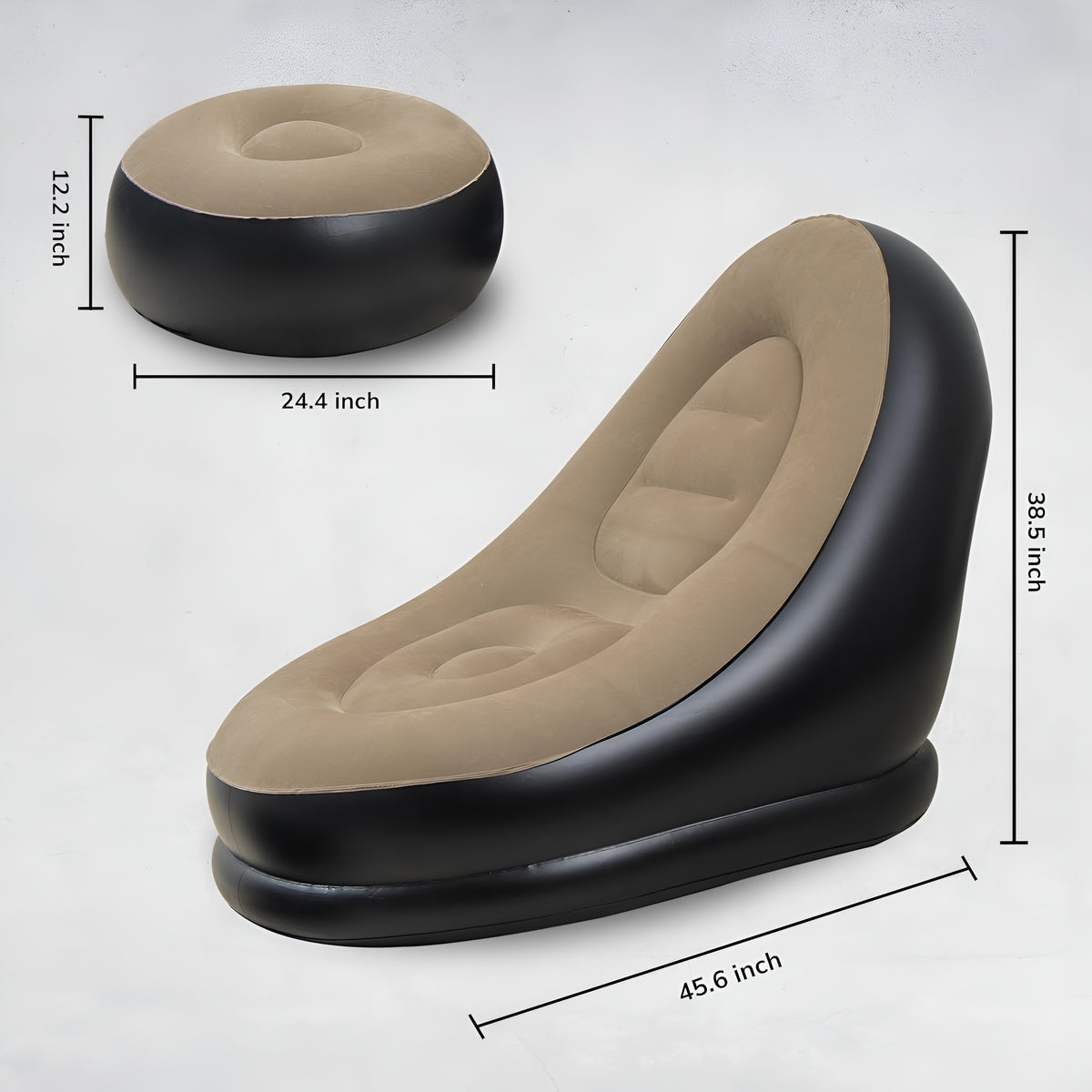 hala Inflatable Lounge Sofa Series. PVC 2 Seater Inflatable Sofa (Color - Black & Beige, DIY(Do-It-Yourself)