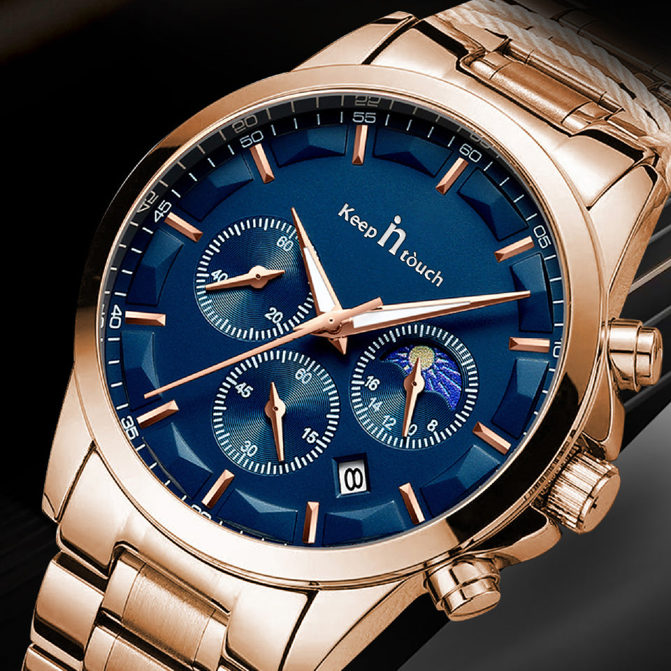 Keep In Touch Royale Men's Moonphase KnT-1026 Multifunction Stainless Steel Watch